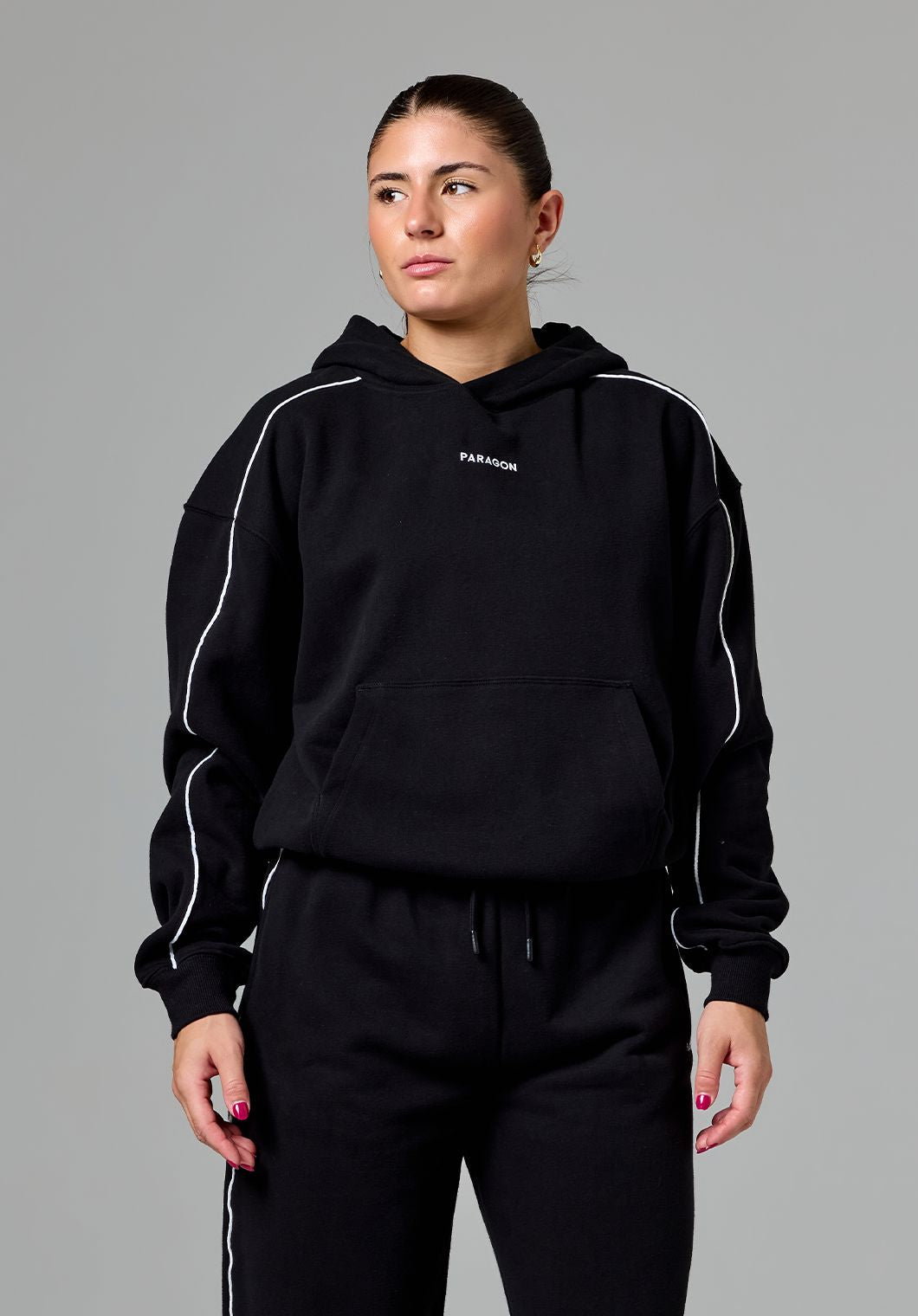 CloudEase™ Oversized Contrast Hoodie Black