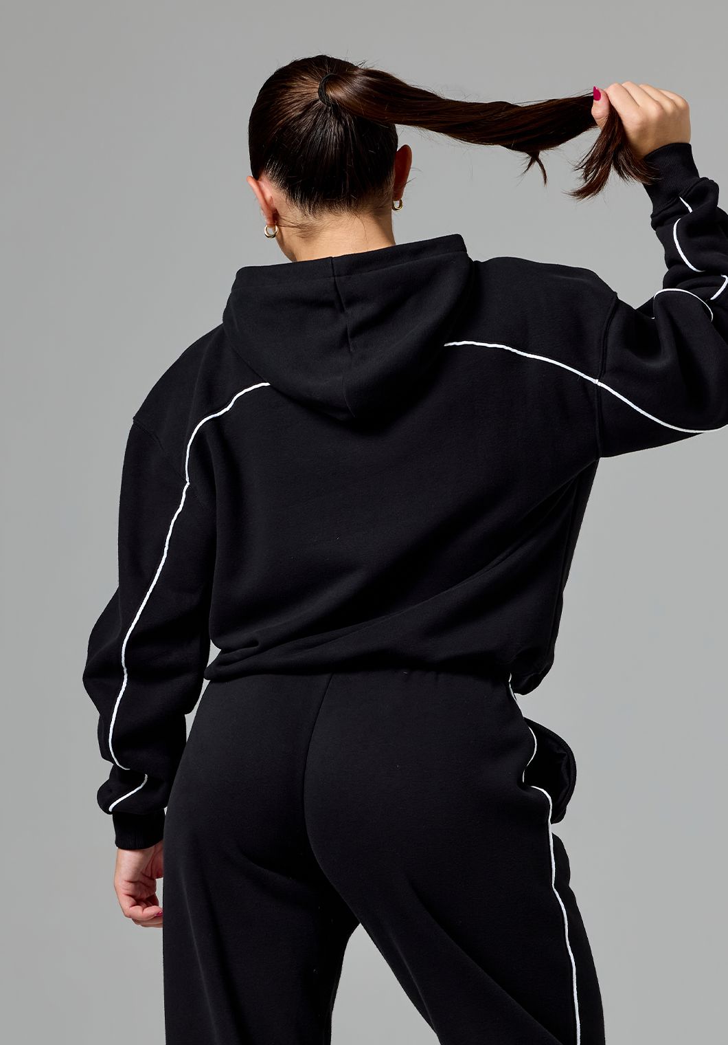 CloudEase™ Oversized Contrast Hoodie Black