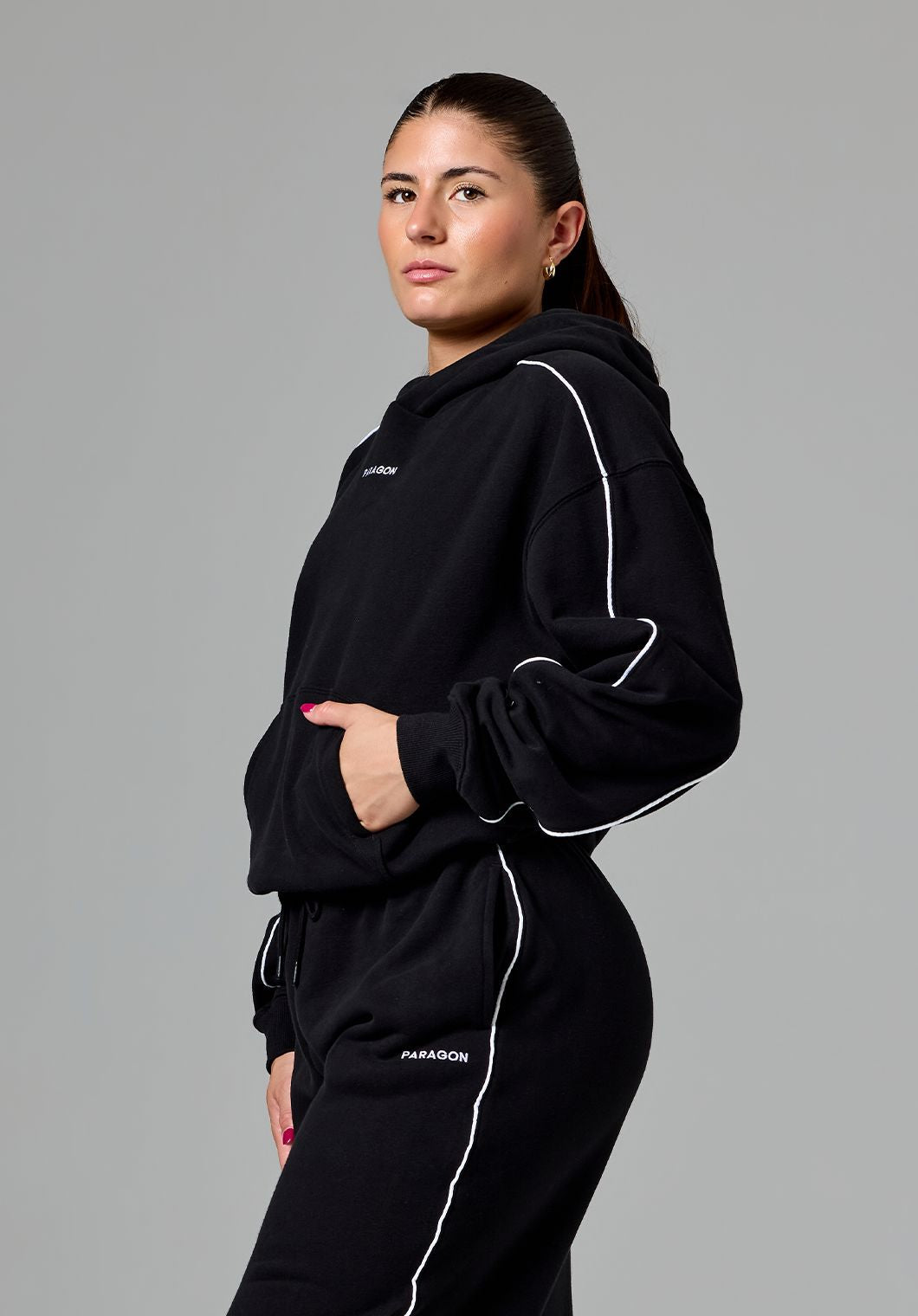 CloudEase™ Oversized Contrast Hoodie Black