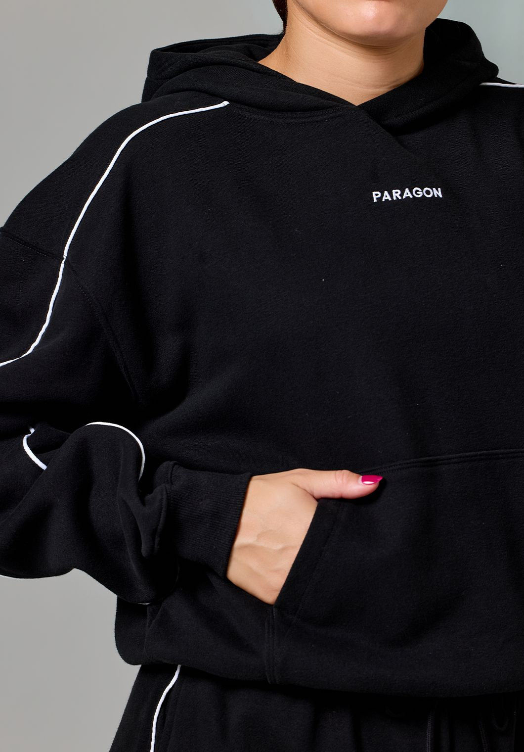CloudEase™ Oversized Contrast Hoodie Black