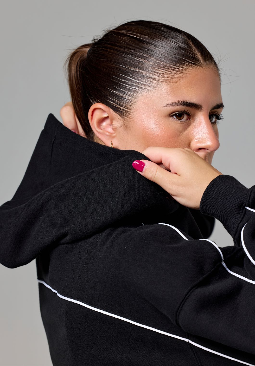 CloudEase™ Oversized Contrast Hoodie Black