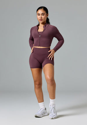 FormLux™ Fitted Crop Jacket Cherry Cola