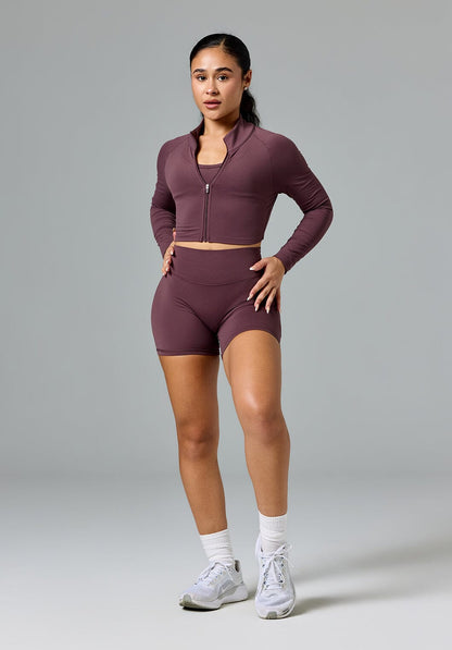 FormLux™ Fitted Crop Jacket Cherry Cola