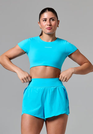FormLux™ SmoothHold™ Open Back Crop Top Azure