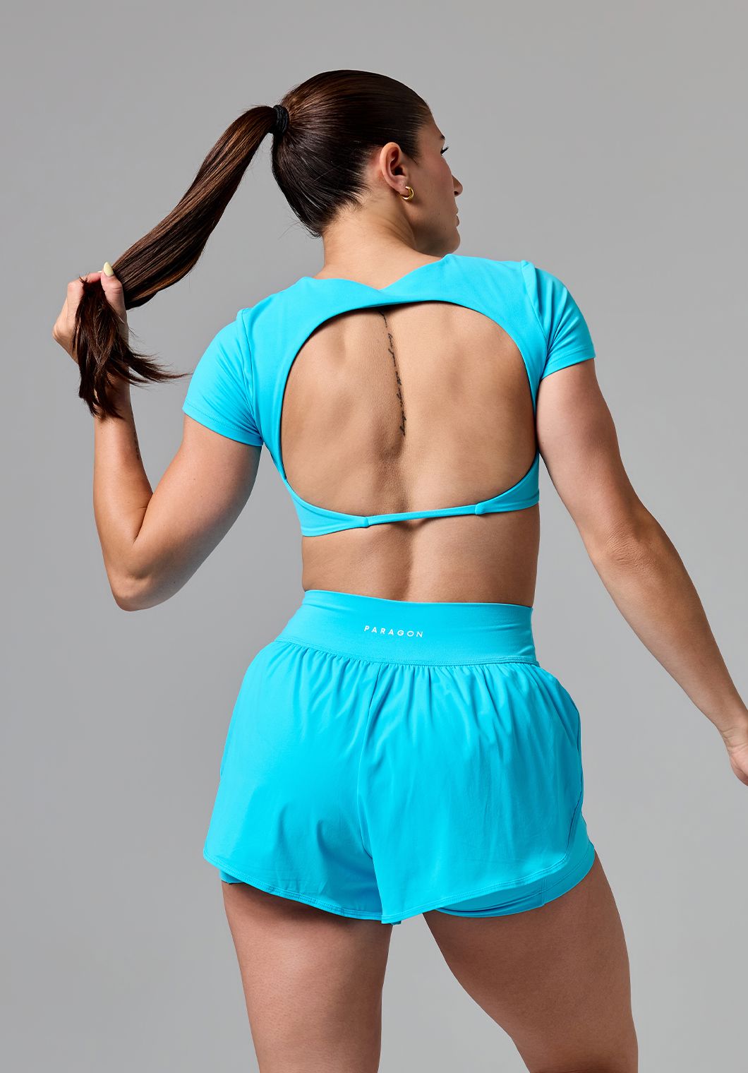 FormLux™ SmoothHold™ Open Back Crop Top Azure