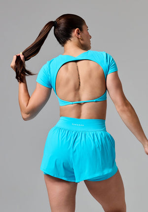 FormLux™ SmoothHold™ Open Back Crop Top Azure
