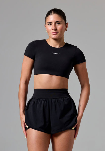 FormLux™ SmoothHold™ Open Back Crop Top Black