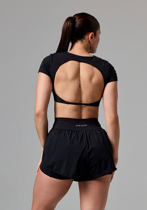 FormLux™ SmoothHold™ Open Back Crop Top Black