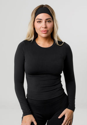 Reluna™ Full Length Long Sleeve Top Black
