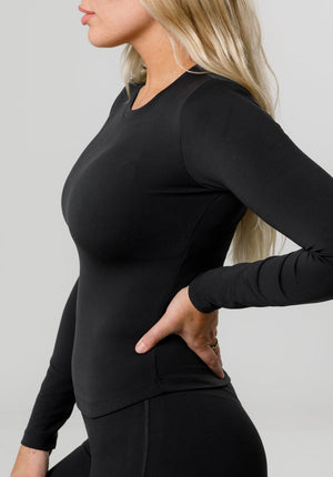 Reluna™ Full Length Long Sleeve Top Black