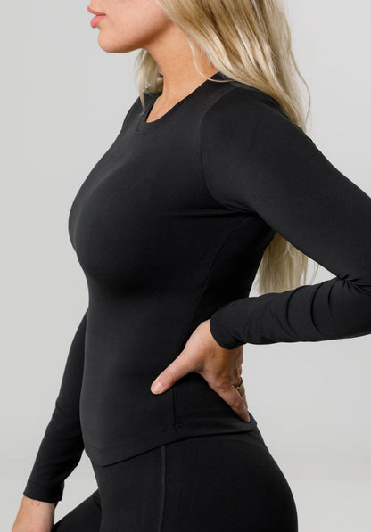 Reluna™ Full Length Long Sleeve Top Black