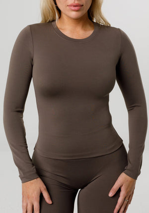 Reluna™ Full Length Long Sleeve Top Truffle