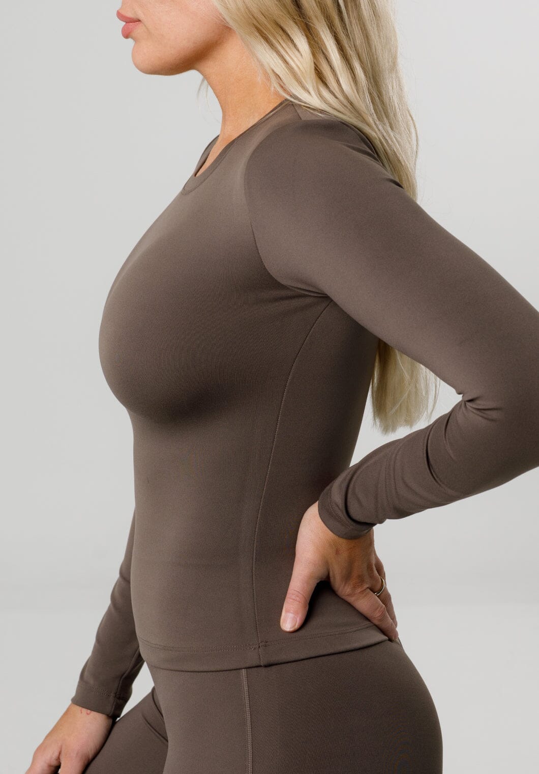 Reluna™ Full Length Long Sleeve Top Truffle