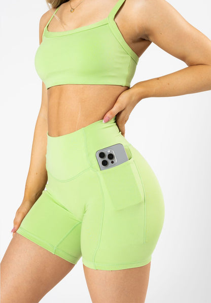 Reluna™ Empower High-Rise Sculptseam® Pocket Short 6” Lime