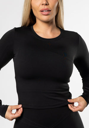 Reluna™ Mid Length Long Sleeve Top Black