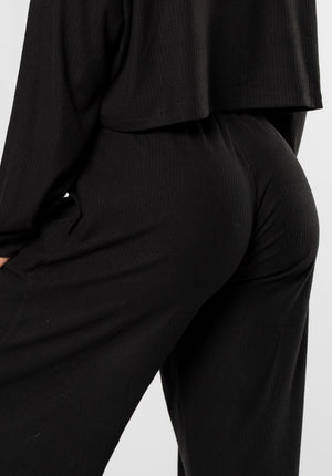 CozyRib™ Daydream Sculptseam® Wide Leg Pant Black