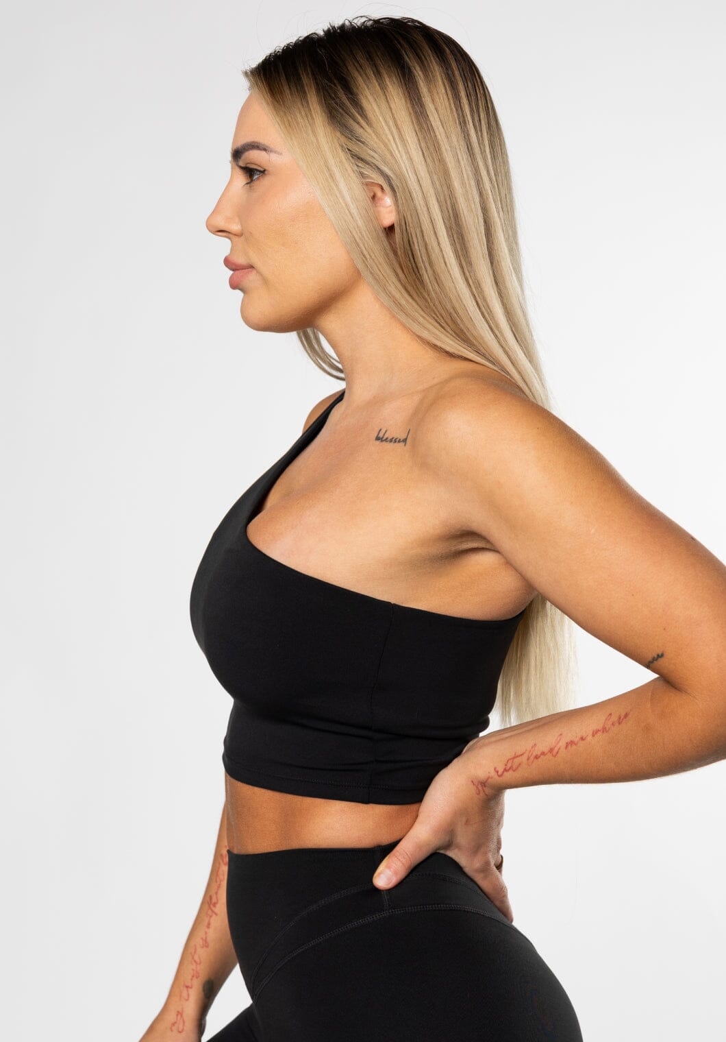 Reluna™ Single Shoulder Brami Black