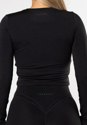 Reluna™ Mid Length Long Sleeve Top Black