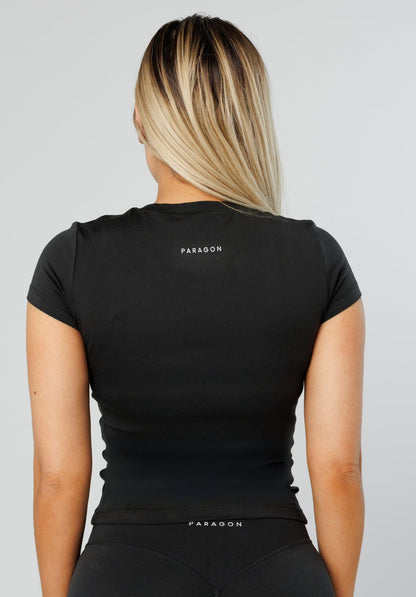 Reluna™ Full Length Short Sleeve Top Black