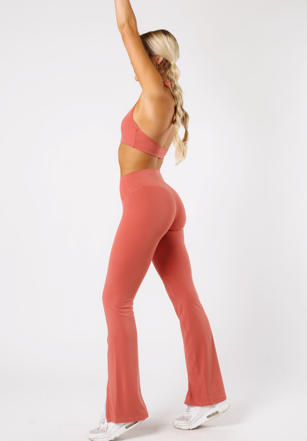 Reluna™ Front Slit Sculptseam® High-Rise Flare Leggings 34" Terra
