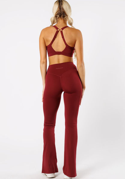 Reluna™ Front Slit Sculptseam® High-Rise Flare Leggings 34" Red Velvet