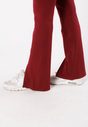 Reluna™ Front Slit Sculptseam® High-Rise Flare Leggings 34" Red Velvet