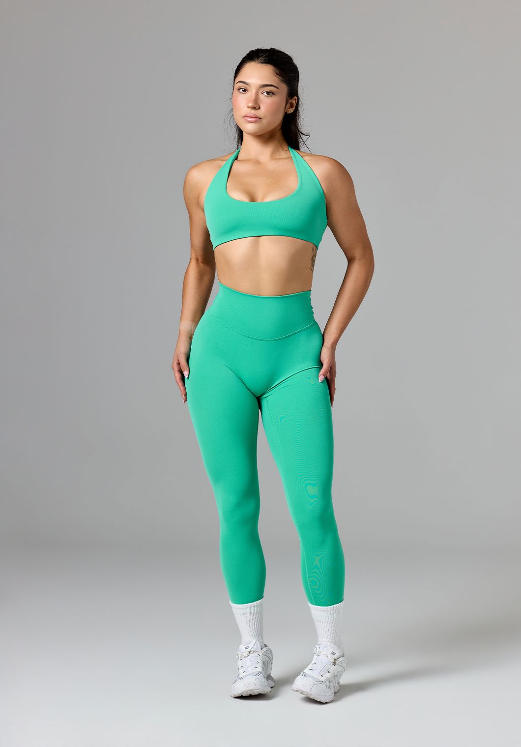 RecStretch™ Unbound Halter Sports Bra Palm Leaf