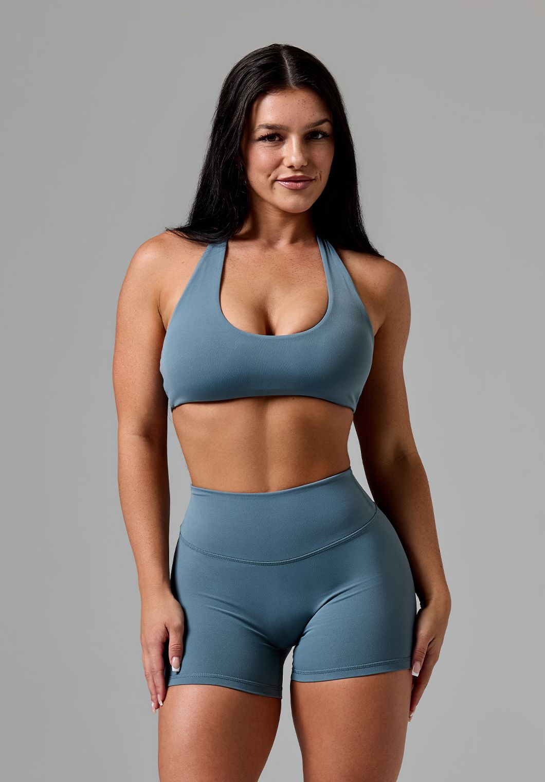 RecStretch™ Unbound Halter Sports Bra Slate