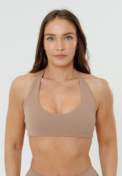 RecStretch™ Unbound Halter Sports Bra Tan Line