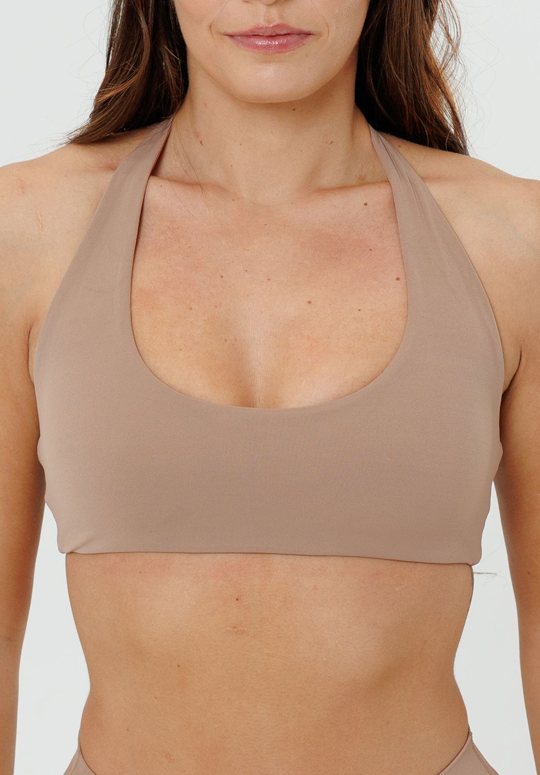 RecStretch™ Unbound Halter Sports Bra Tan Line