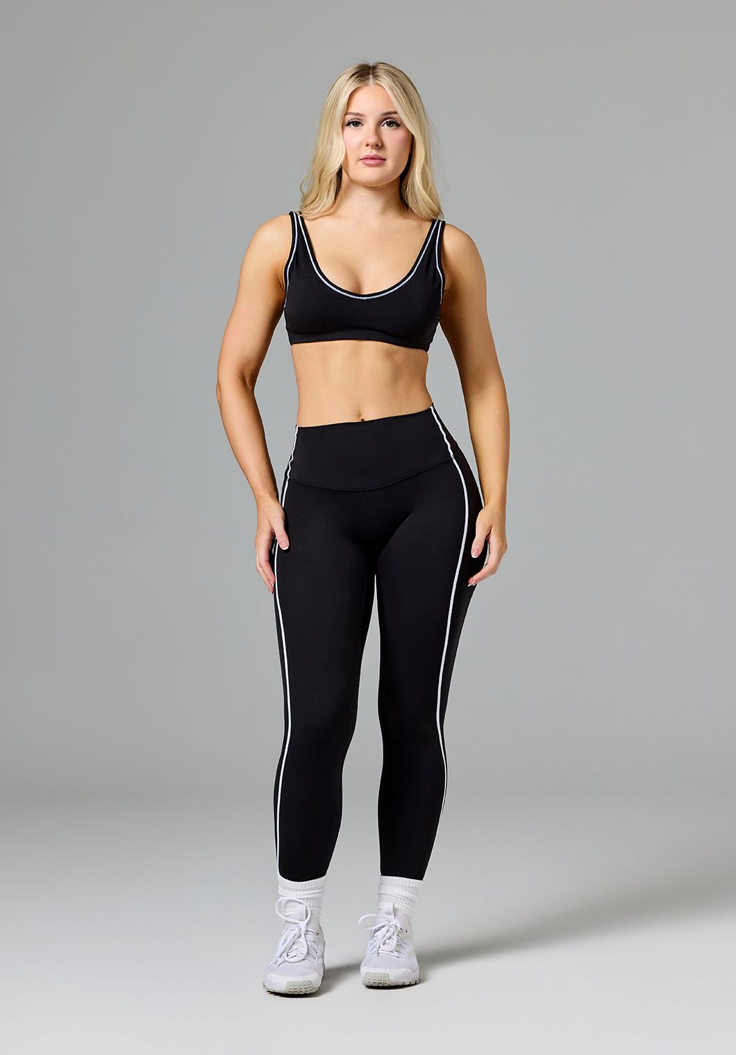 Reluna™ Contrast-Piping Sculptseam® Plus High-Rise Legging Black