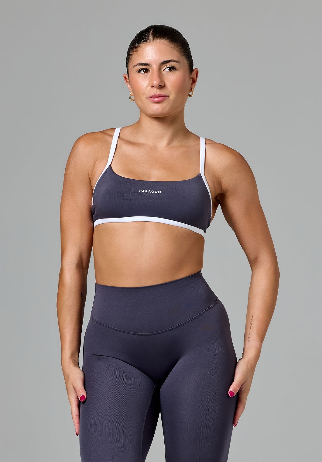 Reluna™ Contrast Square Neck Sports Bra Charcoal