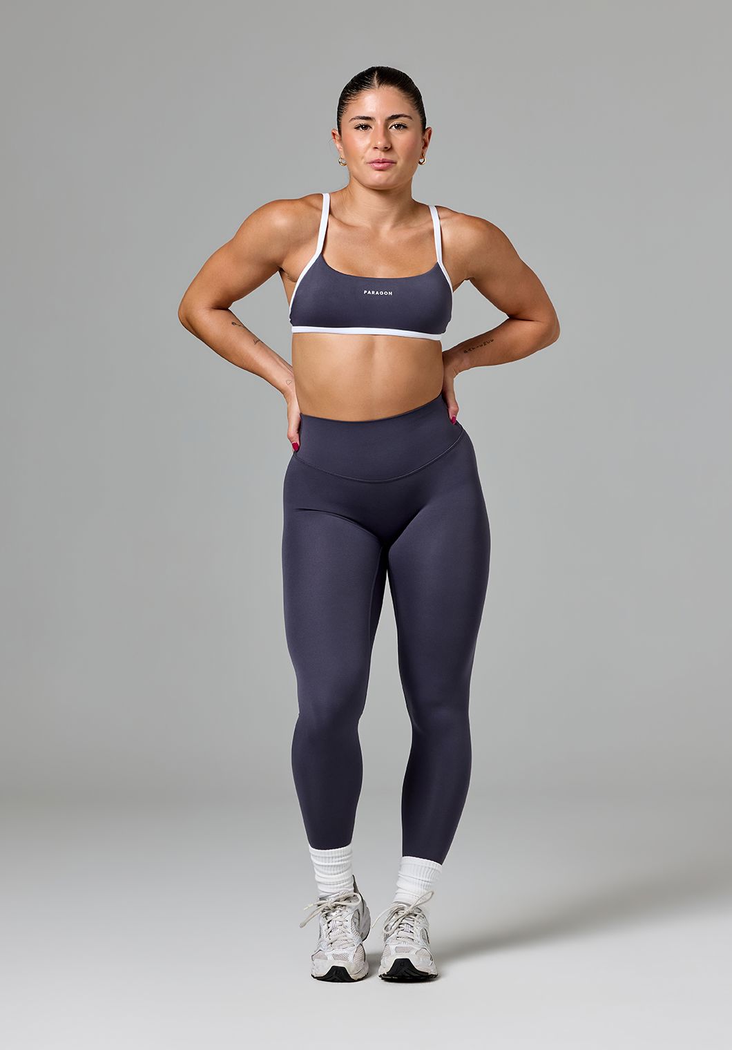 Reluna™ Contrast Square Neck Sports Bra Charcoal
