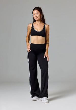 Reluna™ Double Stripe Sculptseam® Mid-Rise Straight Leg Pant Regular Black