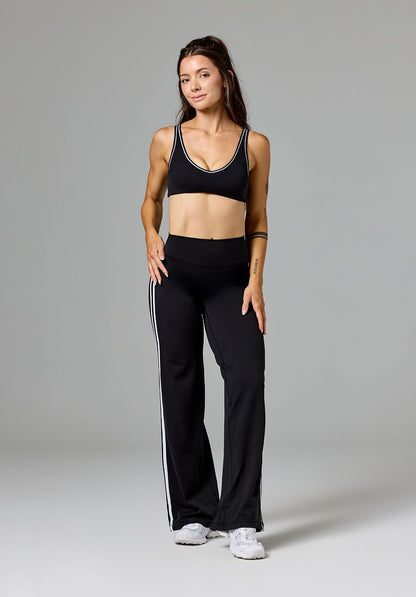 Reluna™ Double Stripe Sculptseam® Mid-Rise Straight Leg Pant Regular Black