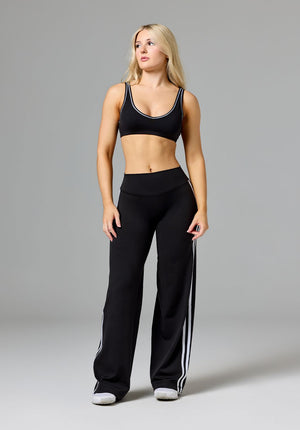Reluna™ Double Stripe Sculptseam® Mid-Rise Straight Leg Pant Short Black