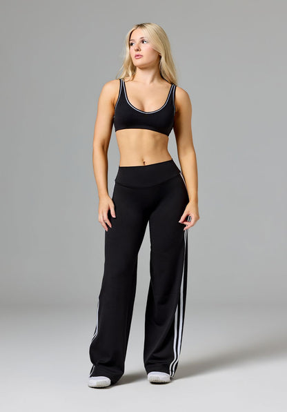 Reluna™ Double Stripe Sculptseam® Mid-Rise Straight Leg Pant Short Black