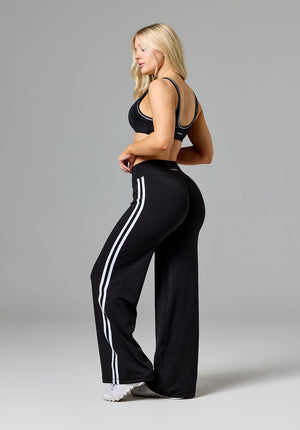 Reluna™ Double Stripe Sculptseam® Mid-Rise Straight Leg Pant Short Black