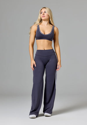 Reluna™ Double Stripe Sculptseam® Mid-Rise Straight Leg Pant Short Charcoal