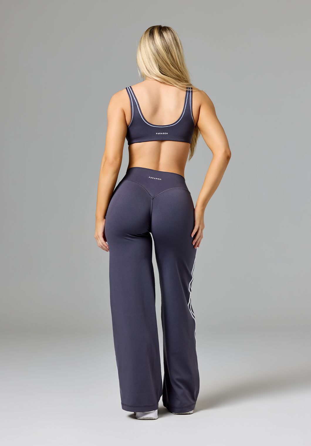 Reluna™ Double Stripe Sculptseam® Mid-Rise Straight Leg Pant Short Charcoal