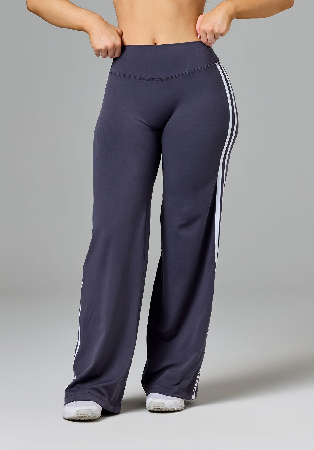 Reluna™ Double Stripe Sculptseam® Mid-Rise Straight Leg Pant Short Charcoal