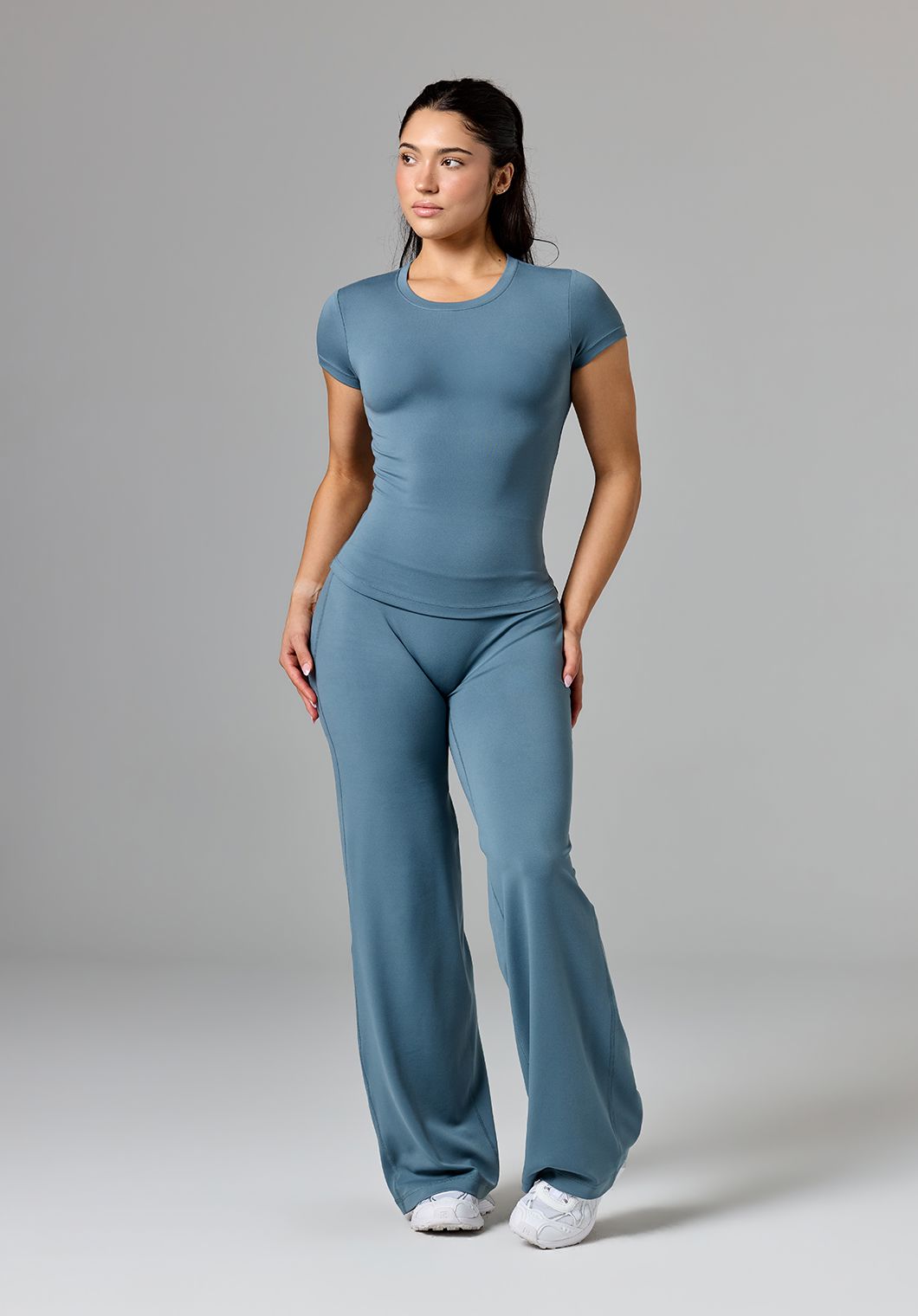 Reluna™ Full Length Short Sleeve Top Slate