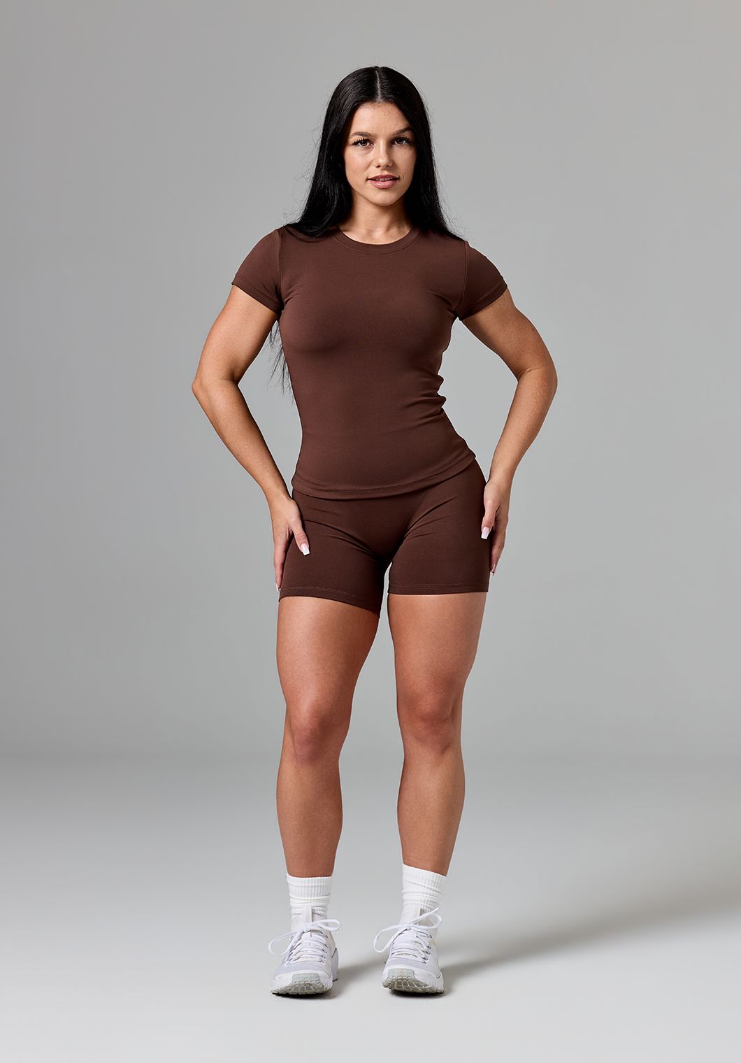 Reluna™ Full Length Short Sleeve Top Walnut