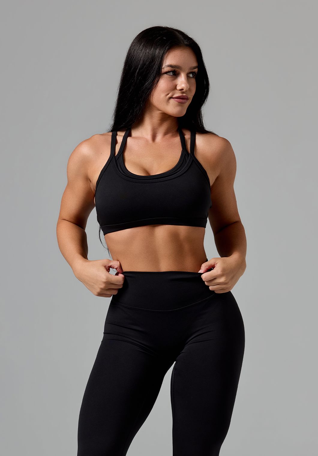Reluna™ Monochrome Double-Layer Sports Bra Black