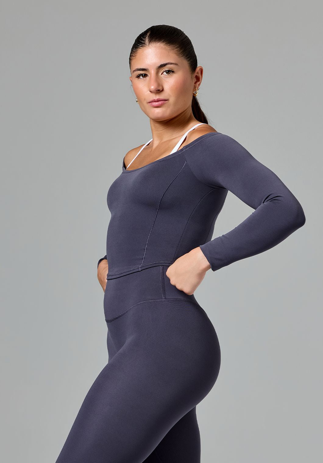 Reluna™ Off Shoulder Top Charcoal