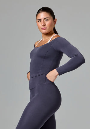 Reluna™ Off Shoulder Top Charcoal